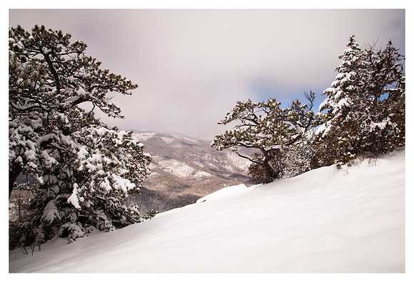 Fresh Snow, Retreating Clouds, on Looking Glass Rock, Pisgah National Forest, NC