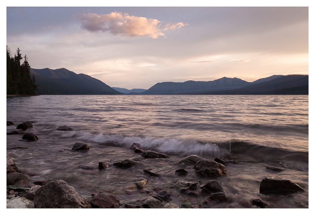 Waves, Sunset, Lake McDonald, Glacier National Park, MT