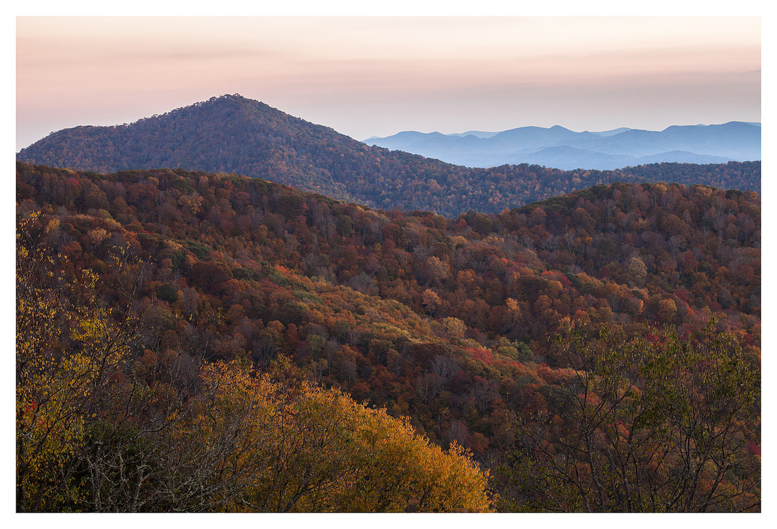 Fall Color, Ridges, After Sunset, Blue Ridge Parkway, NC