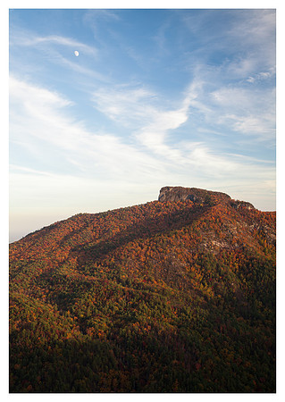 Table Rock, Moon, Fall, Sunset, Linville Gorge Wilderness Area, Pisgah National Forest, NC