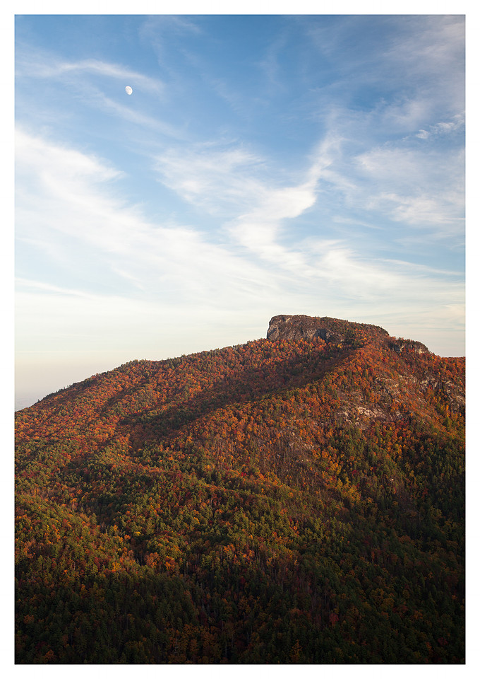 Table Rock, Moon, Fall, Sunset, Linville Gorge Wilderness Area, Pisgah National Forest, NC