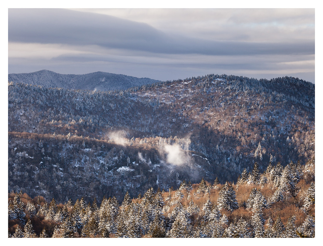 Snow Squall, Lenticular Clouds, Evening, From Little Sam Knob, Pisgah National Forest, NC