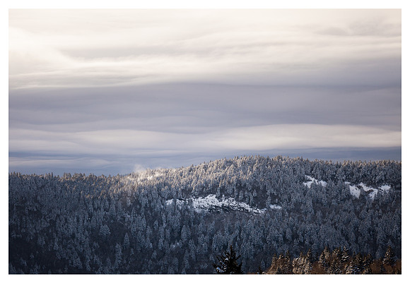 Snow Squall, Evening Light, From Little Sam Knob, Pisgah National Forest, NC